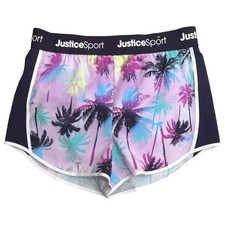 Justice Sport Girls Purple Tropical Running Shorts Activewear Athletic Shorts M