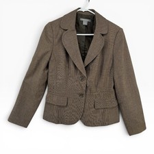 Ann Taylor Brown Tweed Blazer Women's Size 6 Lined Career Jacket W 