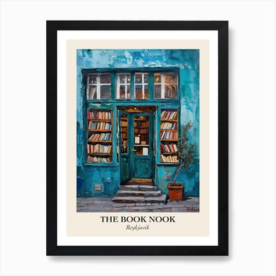 Reykjavik Book Nook Bookshop 3 Post Framed Wall Art Poster Canvas Print Picture