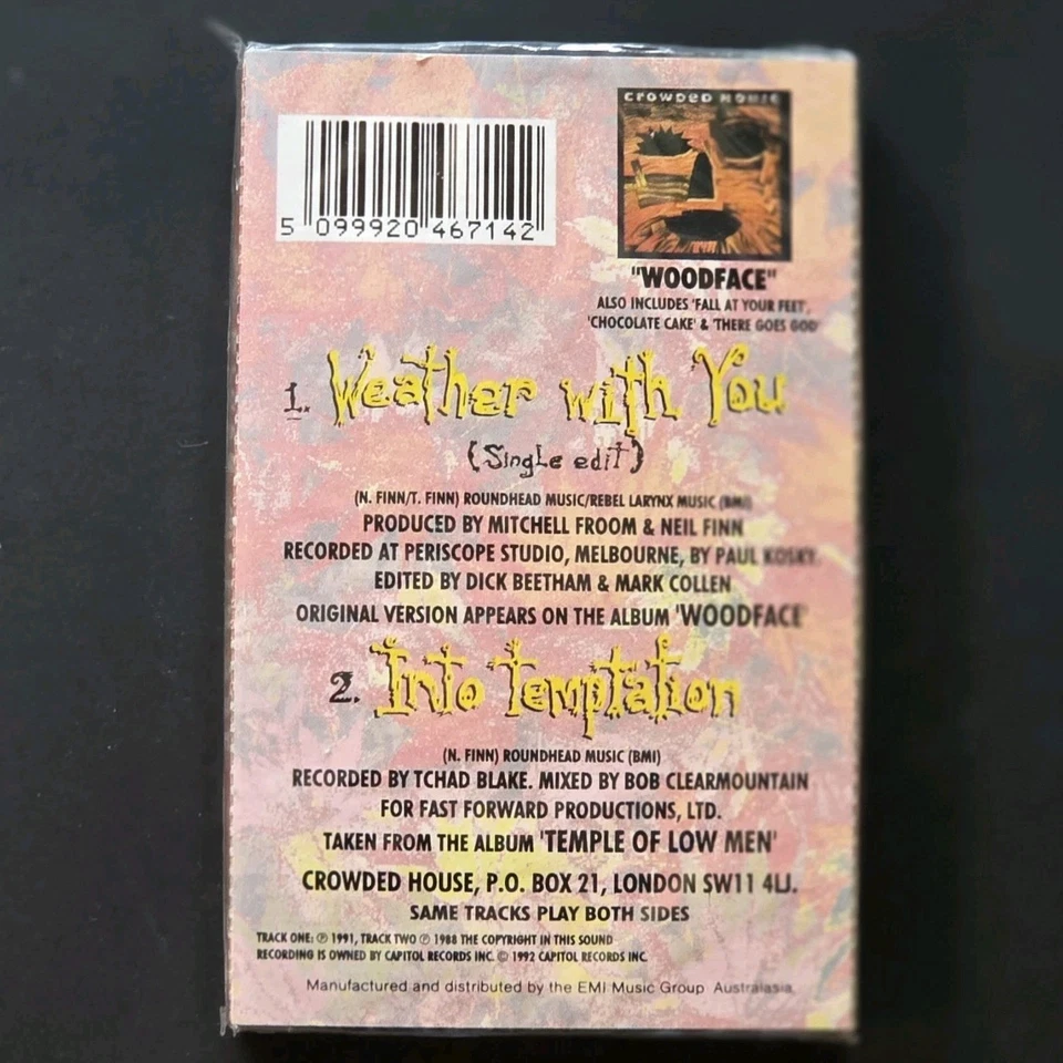 CROWDED HOUSE "Weather With You" STILL SEALED AUSSIE 1992 CASSETTE SINGLE - Image 2 of 2