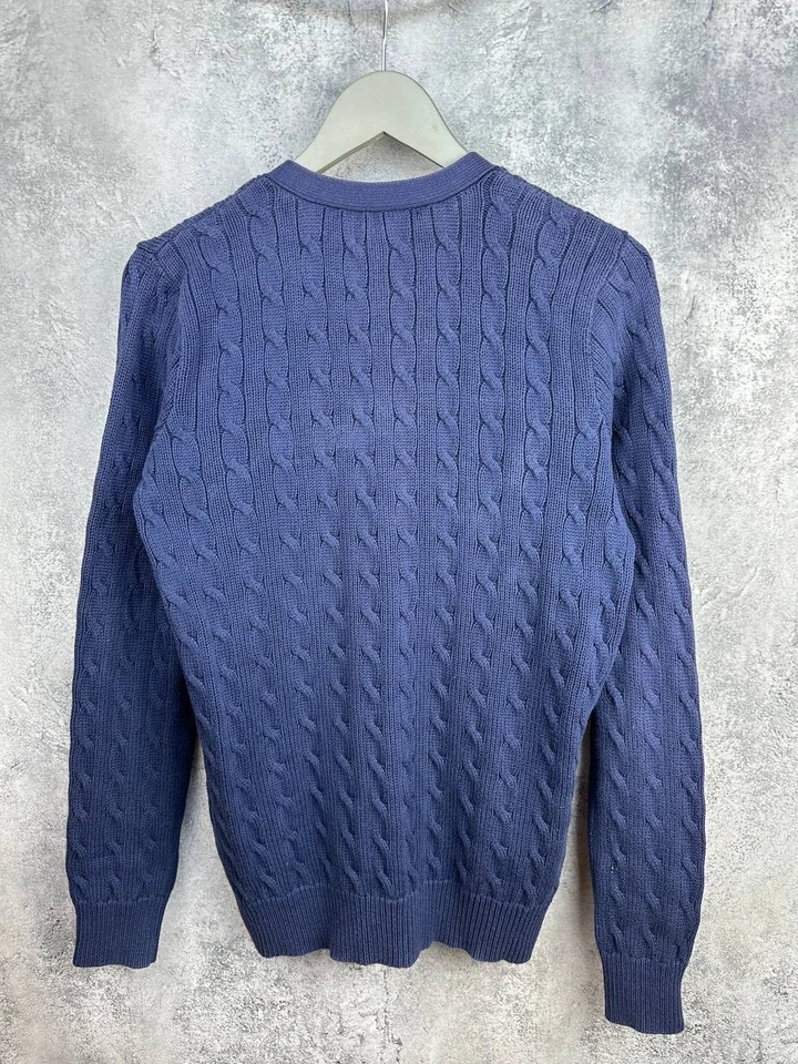 Ralph Lauren Sport Vintage Cable Knit Cardigan Navy Sweater Men's Size L - Image 2 of 4