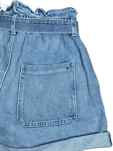 Zara Paper Bag Denim Shorts Women's Size 10 High Rise Blue Cuffed Pockets NWT - Picture 15 of 19
