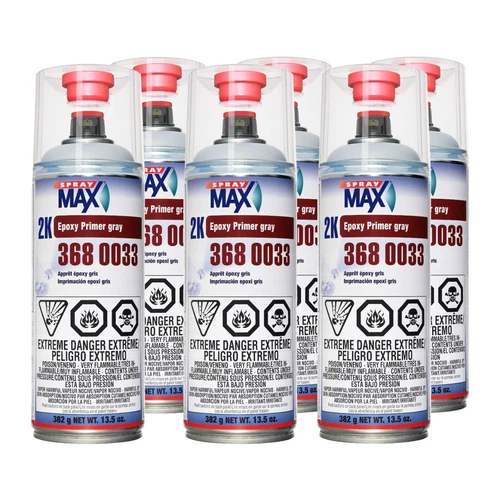 SprayMax 3680033 2K Epoxy Rust Cure Primer Gray 12.5 oz (6 Pack)