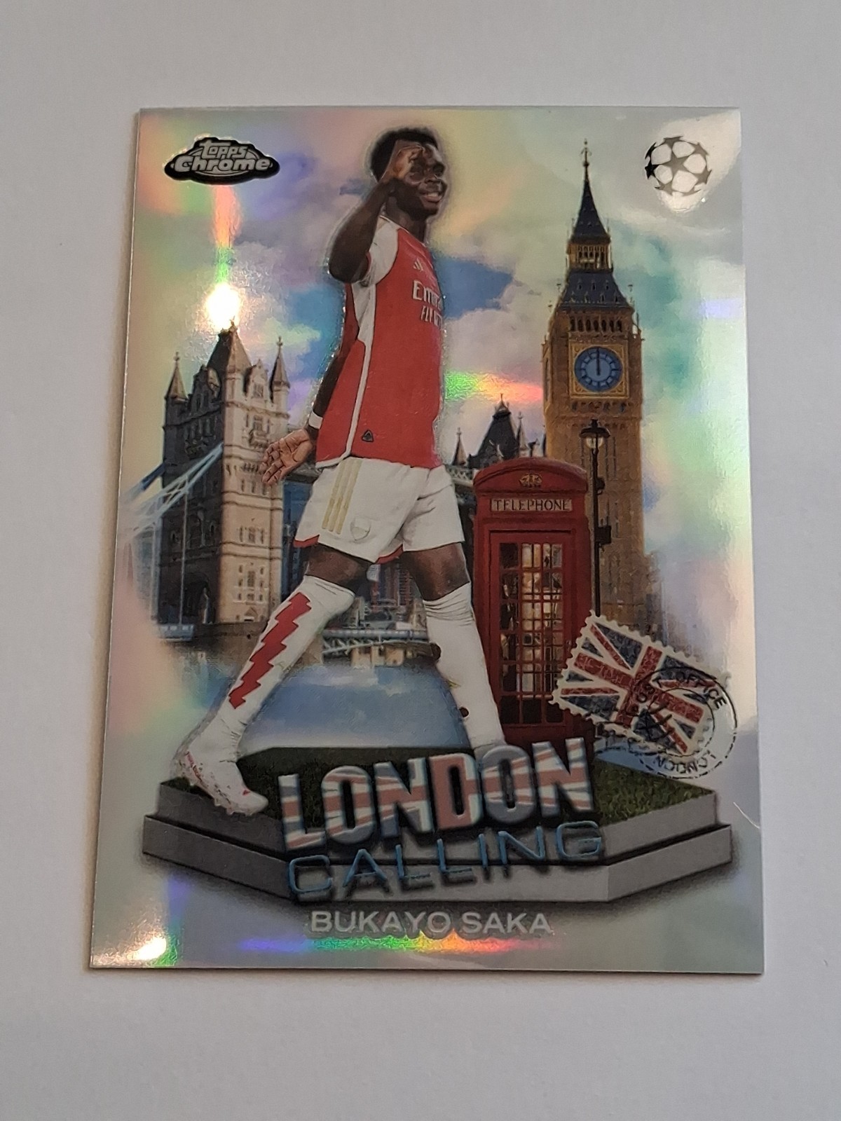 Bukayo Saka 2023-24 Topps Chrome UEFA #LC-14 Refractor London Calling Arsenal view 5