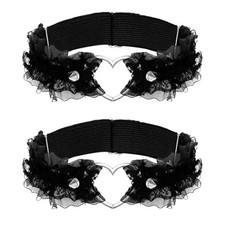 2 PCS Adjustable Pink Lace Thigh Garters with Heart Design - Plus Size