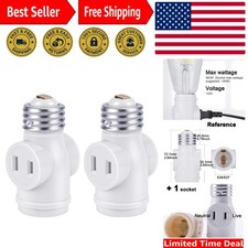 Versatile E26 Light Socket to 2 Polarized Outlet Adapter - Listed, White