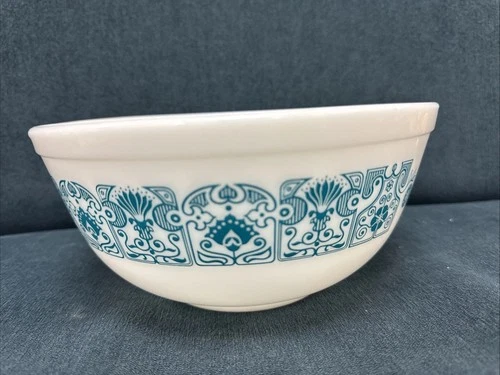 Rare Vintage MCM PYREX Blue Horizon Pattern #403 2-1/2 Qt Medium Mixing Bowl