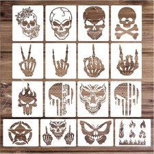 Skull Stencils for Painting On Wood Flame Skeleton Hand Finger Fire...