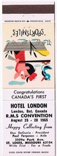 Matchbook Cover Sportsmiles Hotel London Ontario RMS Convention 1965 Duck Hunt