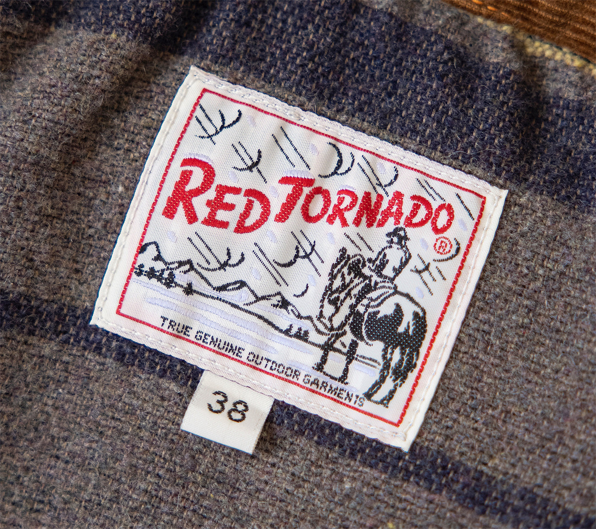 Red Tornado Mens Jean Jacket Wool Blanket Lined 18OZ Raw Selvedge Denim Coats image 8
