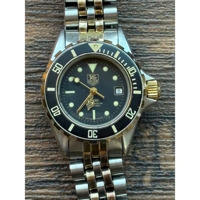 TAG Heuer 980.018N Pro 2000 Series Black Gold Dial Watch Used