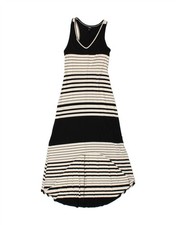 MOSSIMO Womens Sleeveless Maxi Dress UK 4 XS White Striped Rayon CE08