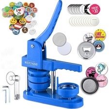 in Button Maker Machine Kit, 100 Pins, 5 Magnets, 5 Bottle Openers Blue