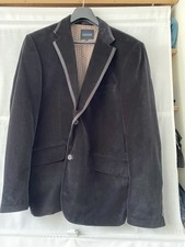 Mens Black Velvet Jacket size large 44 Dinner Jacket With Piping detail