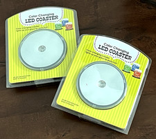 2 Pack Color Changing LED COASTERS BATTERY INCLUDED NEW