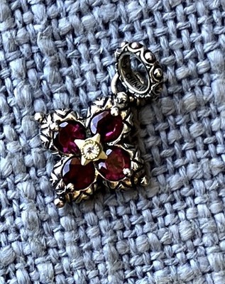 Barbara Bixby s Sterling Silver 18K Gold Rhodolite Garnet Gemstone Charm 