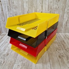 Vintage 4 Tier A4 Filing Tray Retro 1980s 80s Desk Organizer Stacking Plastic