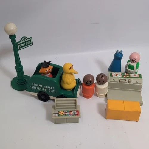 Fisher Price Little People Sesame Street Big Bird Ernie Vtg Lot 11 Post Truck