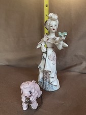 Statua orientale porcellana geisha vintage, dipinta a mano da collezione Giappone