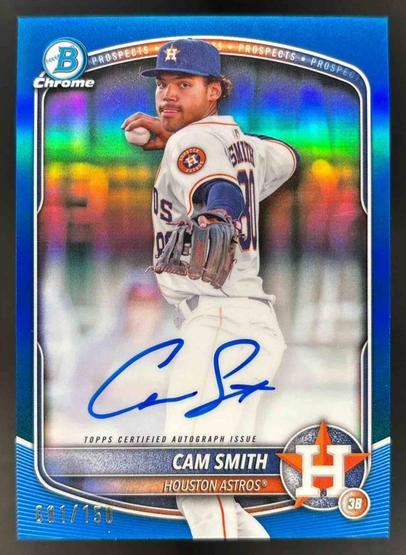 2025 Bowman Cam Smith Chrome Prospect Auto Blue Refractor /150 #CPA-CSM Astros