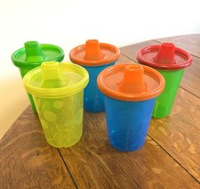 Vintage Take  Toss Sippy Cups - Assorted Colors with Lids - Lot of 5