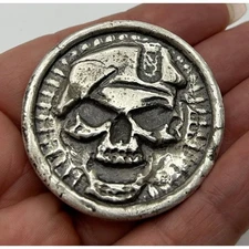 4 Oz MK BarZ "Skull Baron" Hand Poured Bar .999 Fine Silver