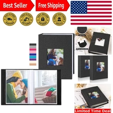 Photo Album 4x6 100 Pockets 2 Packs, Small Mini Capacity Linen Photo Album Bu...