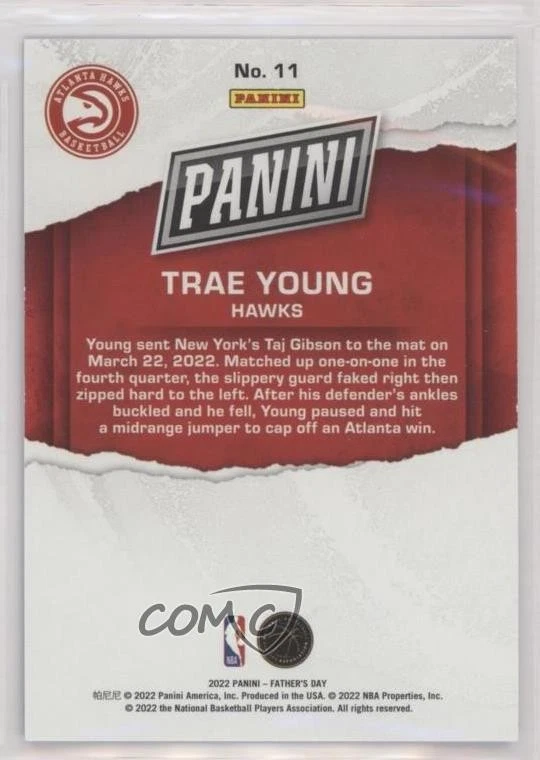 2022 Panini Father's Day Blue /50 Trae Young #11 - Image 2 of 2