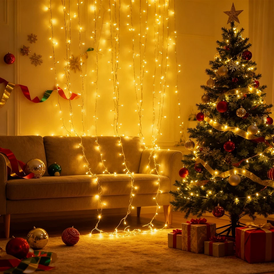 LED Cluster Lichterkette Weihnachtsdeko Warmweiß/Bunte Außen Dimmer+Timer IP65 - Bild 2 von 4