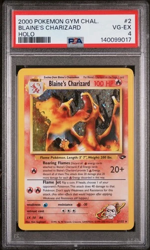 2000 POKEMON GYM CHALLENGE HOLO #2 BLAINE'S CHARIZARD PSA 4