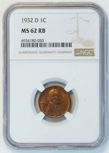 1932 D Lincoln Wheat Small Cent MS 62 RB NGC 1C