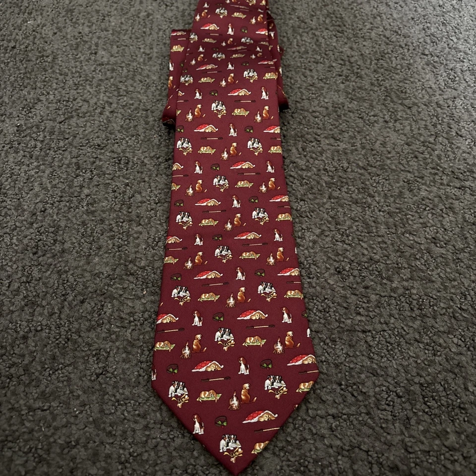 Lim. Corbata de seda Salvatore Ferragamo para hombre roja/marate variedad de perros patrón Italia Foto 4 de 4