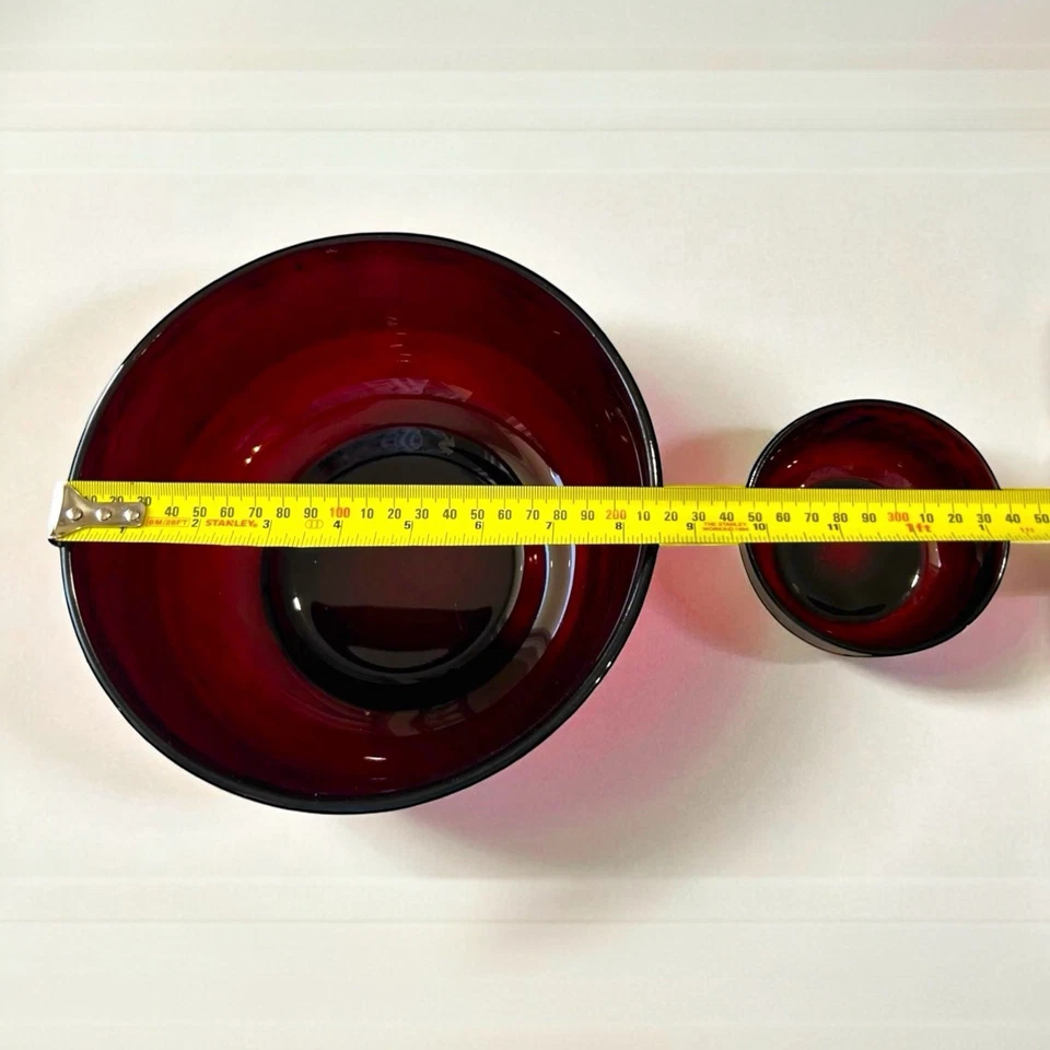 Vintage Arcoroc Ruby Red Textured Glass Bowl Set - 7-Piece French Glassware - image 3 of 3