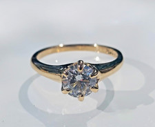 Engagement Ring 1.07 Carat, Vintage ring 10K Gold  , Certified Diamond , D Color