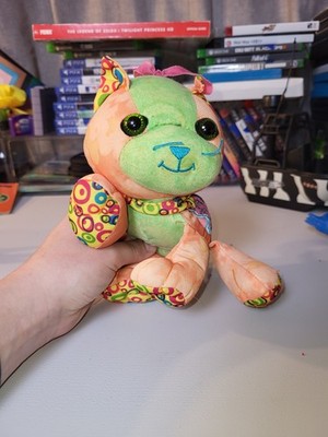 Doodle Pets Puppy Cat Kitten Plush Laying Toy Orange Green Tie Dye 2005 Jakks