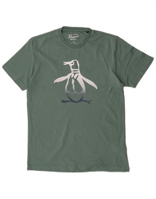 Pinguin Herren Grafik T-Shirt Oberteil Large Grün Baumwolle BP03
