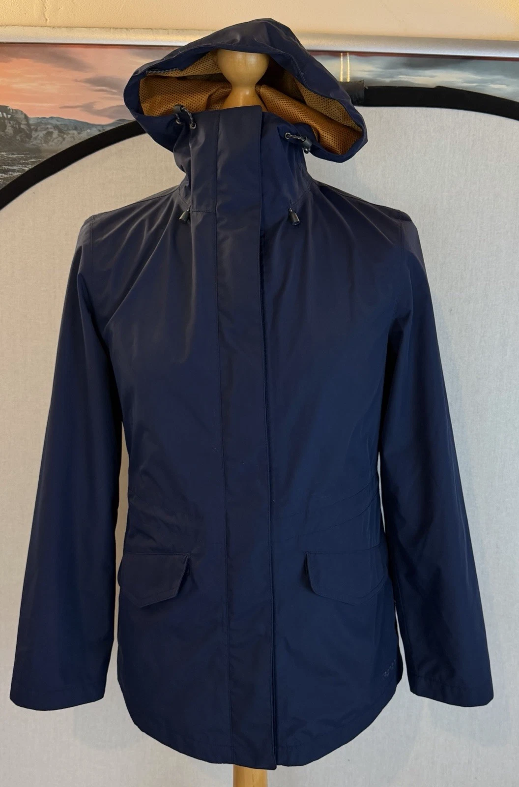 Rohan Cloudscape Jacket Mens Small Blue Waterproof Barricade Hood Boys Rain Coat