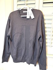 Calvin Klein Mens Smooth Cotton Logo Pullover Sweater Gray Large NWT