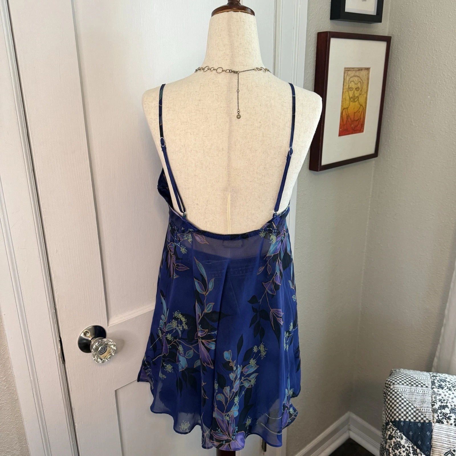 UNDERCOVER Vintage anni 90 Secret Treasures Floreale Fata Mini Babydoll Vestito Slip Viola Wms M