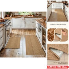 Kitchen Rug Set 2 Piece 20x48 Runner 20x30 Doormat Cotton Blend Washable