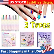 12 Colors Nail Art Pens Set 3D Nail Polish Pens Graffiti Dotting Pen Acrylic DIY