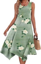 Women's Pull On Dress Sleeveless Scoop Neck Pull-On Summer polyester spandex