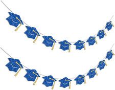 Graduation Decorations Class of 2026 Blue and Gold Graduation Banner Glitter Pre