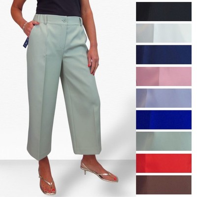 Damenhose hoher Bund weites Bein Cropped Smart Arbeit Büro Abendmode 10-20