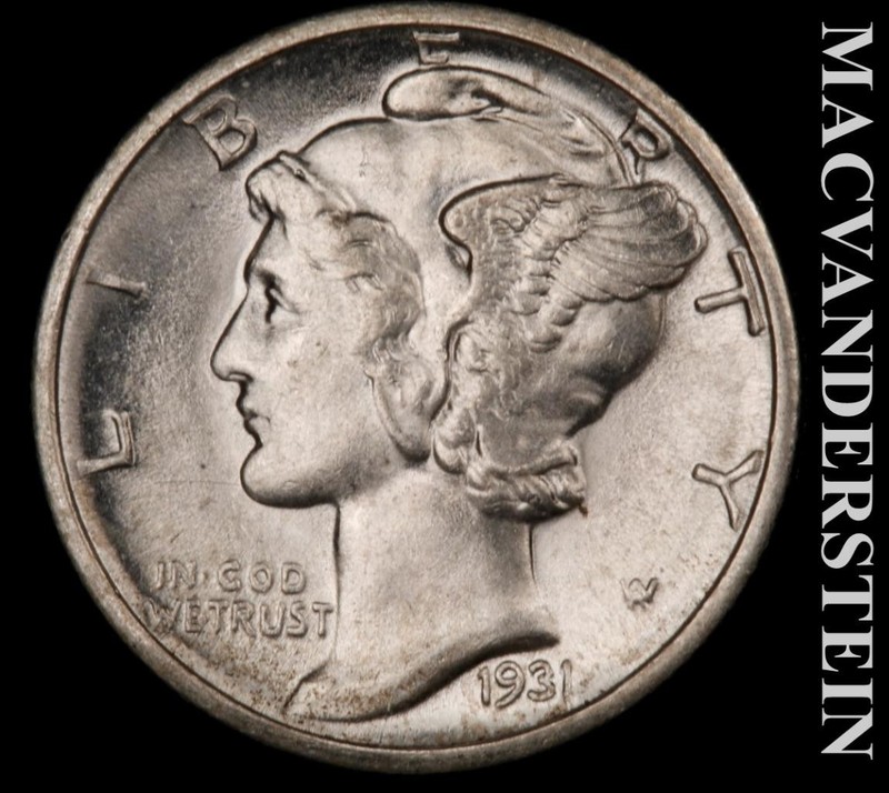 1931-D Silver Mercury Dime - Choice Gem Brilliant Unc+++  Lustrous  #L3144