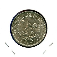 1939 Republic of Bolivia 50c Centavos Blast White Gem #08 Coin 