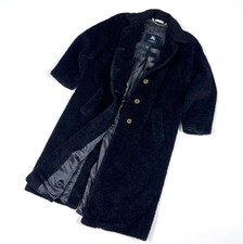 Vintage Women's BURBERRY ALPACA Teddy Blue Classic Trench Coat Size UK8 US6 IT40