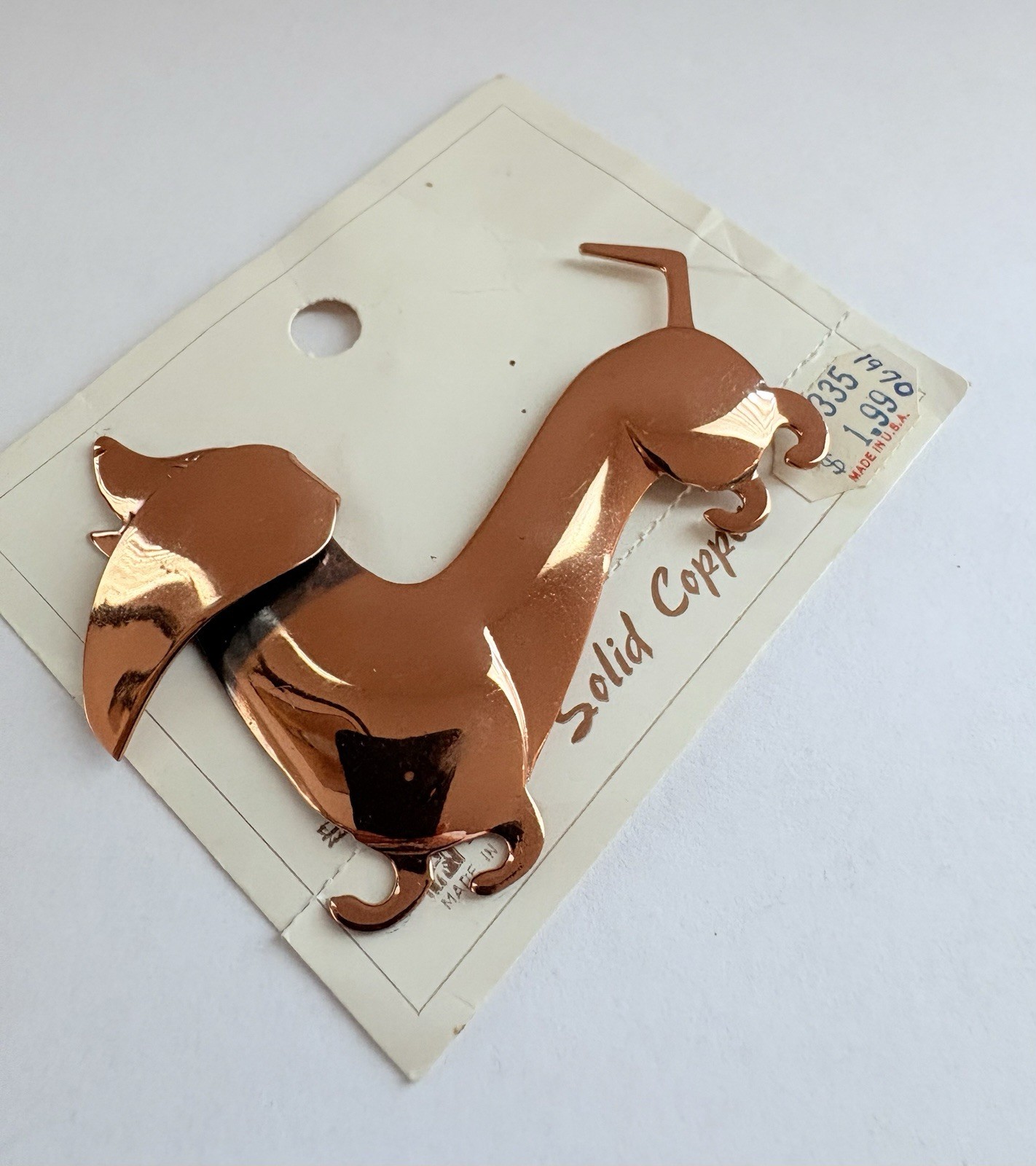 Vintage Signed Solid Copper Weiner Dachshund Dog … - image 2