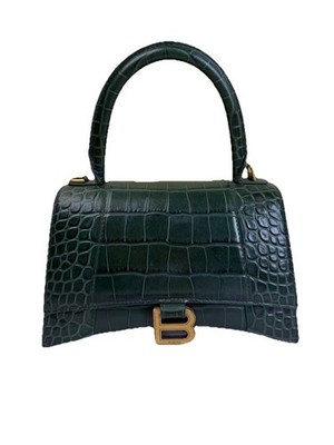 Authentic Balenciaga Hourglass Top Handle Bag Crocodile Embossed