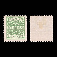 5947 Samoa SG19 5s Gr&uuml;n. F&auml;lschung 1877. Sc#8 Mi7III MNG Mint. C&pound;600